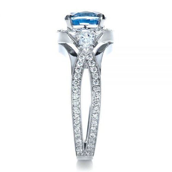 925 Silver Plated Blue Exquisite, Noble Cross Ring, FB16FA1051 - Picture 6 of 7